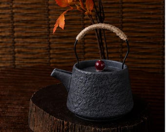 Tetera artesanal Wabi Sabi, tetera de cerámica japonesa, regalo para el ritual del té zen.