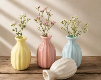 Mini jarrón de cerámica esmaltada / Lindo jarrón pequeño / Jarrón para flores / Decoración de estilo cottagecore para plantas / Maceta de escritorio / Regalo para amantes de las flores
