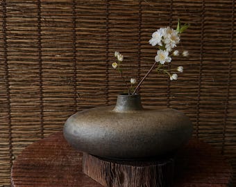 Jarrón de cerámica Wabi Sabi, soporte para flores de ikebana japonés, decoración rústica de mesa.