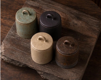 Tarro de té de cerámica japonesa / Bote de almacenamiento Wabi Sabi / Decoración rústica de cocina