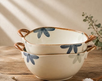 Bol grande de cerámica para ramen de 1500 ml / Bol para sopa de fideos japonesa con asa / Plato para servir pasta Pho