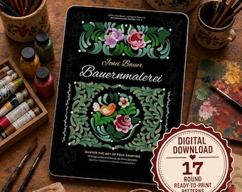 Bauernmalerei Folk Art Ebook Vol.2 – 17 oryginalnych wzorów malarskich na okrągło, przewodnik po pociągnięciach pędzla (do pobrania w formacie PDF)