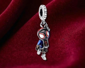 Spider-Man Miles Morales Dangle Charm , Sterling Silver, Perfect For Bracelets, Gift for Her, Jewelry Accessory