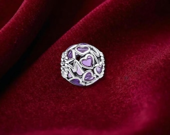 Openwork Hearts Mom Charm , Sterling Silver, Perfect For Bracelets, Gift for Her, Jewelry Accessory