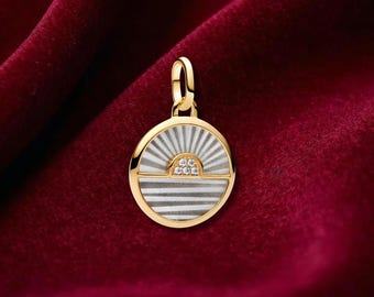 Sunrise Medallion Charm , Sterling Silver, Perfect For Bracelets, Gift for Her, Jewelry Accessory