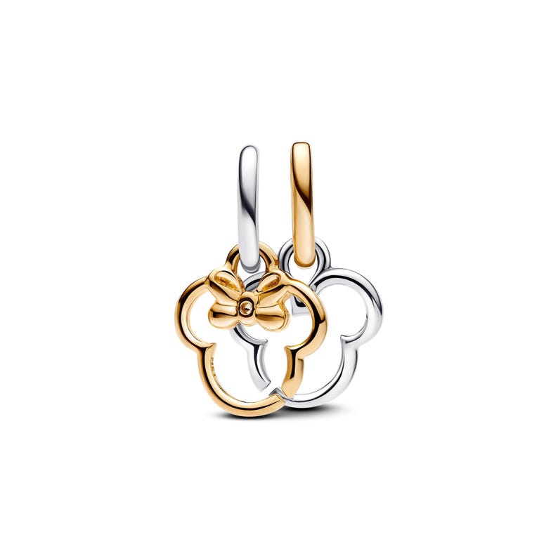 Disney Mickey Mouse & Minnie Mouse Splittable Dangle Charm , Sterling Silver, Perfect For Bracelets, Gift for Her, Jewelry Accessory
