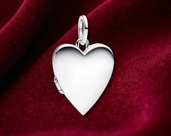 Engravable Openable Heart Tag Pendant , Sterling Silver, Perfect For Bracelets, Gift for Her, Jewelry Accessory