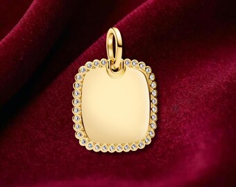 Engravable Square Tag Pendant , Sterling Silver, Perfect For Bracelets, Gift for Her, Jewelry Accessory