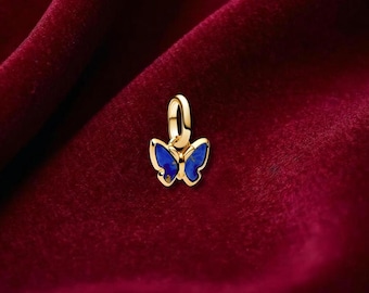 Blue Butterfly Mini Dangle Charm , Sterling Silver, Perfect For Bracelets, Gift for Her, Jewelry Accessory