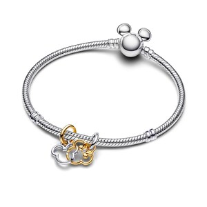 Disney Mickey Mouse & Minnie Mouse Splittable Dangle Charm , Sterling Silver, Perfect For Bracelets, Gift for Her, Jewelry Accessory