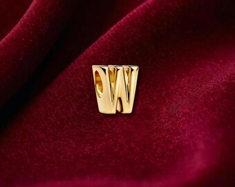 Letter W Alphabet Charm , Sterling Silver, Perfect For Bracelets, Gift for Her, Jewelry Accessory
