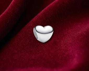 Sterling Silver Heart Charm for Bracelets, Jewelry Accessory