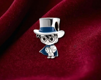 Detective Conan Charm for Bracelet, 925 Sterling Silver Anime Character Bead