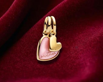Pink Mother Daughter Splittable Charm, Sterling Silver Bracelet Pendant
