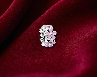 Pink Daisy Spacer Sterling Silver Charm Bracelet Accessory