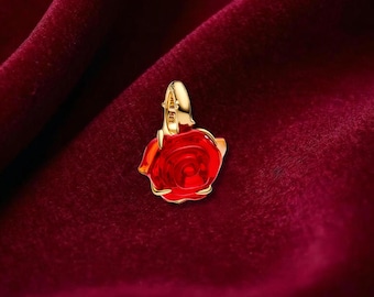 Beauty and the Beast Enchanted Rose Dangle Charm , Sterling Silver, Perfect For Bracelets, Gift for Her, Jewelry Accessory