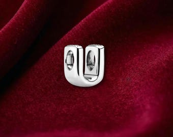 Letter U Alphabet Charm , Sterling Silver, Perfect For Bracelets, Gift for Her, Jewelry Accessory
