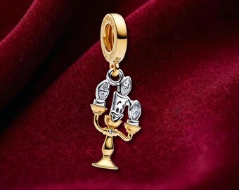 Beauty and the Beast Lumiere Dangle Charm , Sterling Silver, Perfect For Bracelets, Gift for Her, Jewelry Accessory