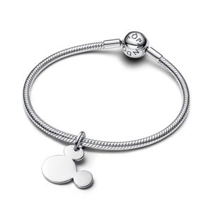 Disney Mickey Mouse Engravable Dangle Charm , Sterling Silver, Perfect For Bracelets, Gift for Her, Jewelry Accessory