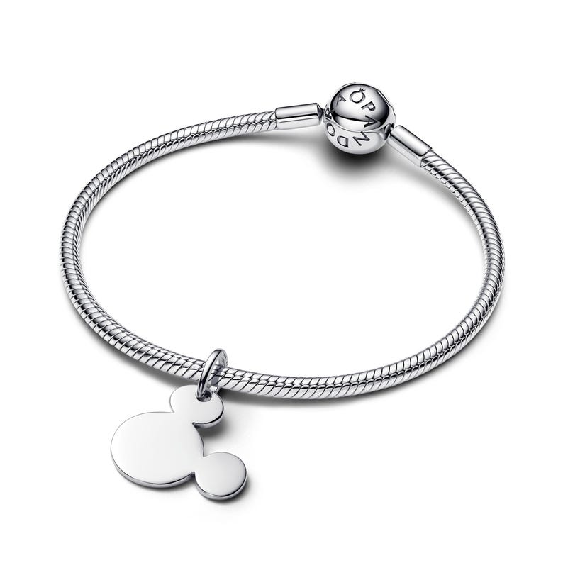 Disney Mickey Mouse Engravable Dangle Charm , Sterling Silver, Perfect For Bracelets, Gift for Her, Jewelry Accessory