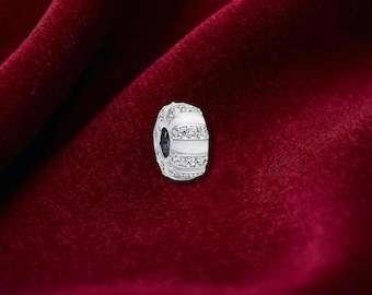 Stones & Enamel Clip Charm , Sterling Silver, Perfect For Bracelets, Gift for Her, Jewelry Accessory