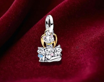 Aristocats Duchess Kittens Sterling Silver Charm Bracelet Dangle Accessory