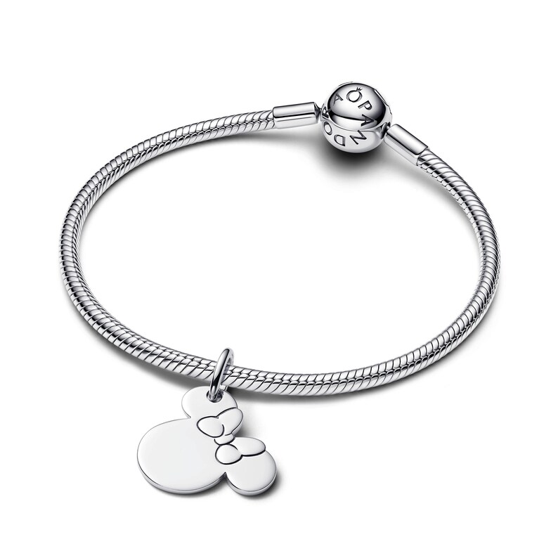 Disney Minnie Mouse Engravable Dangle Charm , Sterling Silver, Perfect For Bracelets, Gift for Her, Jewelry Accessory