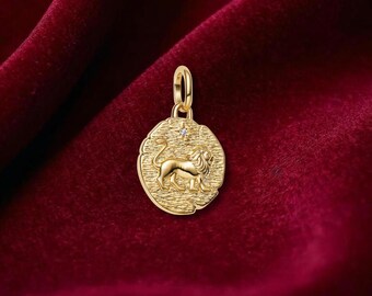 Lion Medallion Charm , Sterling Silver, Perfect For Bracelets, Gift for Her, Jewelry Accessory