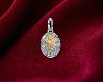 Rose Medallion Charm, Sterling Silver, Bracelet Accessory