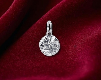 Infinity Snake Medallion Charm, Sterling Silver, Bracelet Accessory