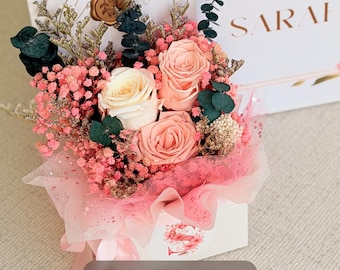 Dried Flower Gift Box for Women, Mother’s Day Gift for Mom, Preserved Rose Arrangement, Gift for Wife, Elegant Floral Box, Birthday Gift