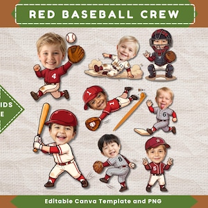 Baseball Kids Add Face Baseball Team Gift School Bulletin Board Decor Baseball Template Unique Cupcake Topper Baseball Birthday Keepsakes