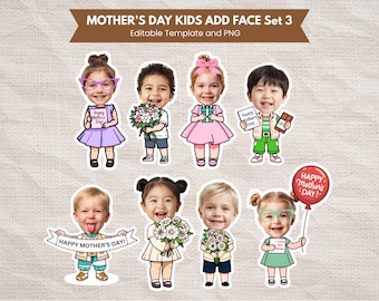 Mother's Day Kids Add Face Template Printable Bulletin Board Decor Kids Custom Face Banner Add Your Own Photo Activity Personalized Mom Gift