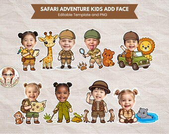 Safari Kids Add Face Safari Themed Birthday Body Cutout Safari Adventure School Bulletin Board Decor Jungle Animals Safari Party Decor