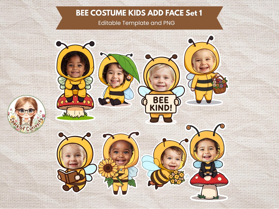 Cute Bees Kids Add Face for Spring Custom Photo Bee Theme Party DIY ...