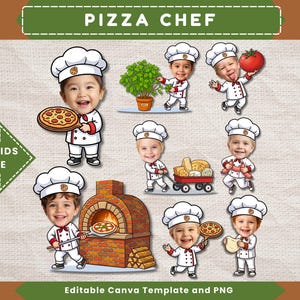 Pizza Chef Kids Add Face Career Body Cutout Chef School Bulletin Board Chef Costume Pizza Birthday Party Pizza Party Unique Cupcake Toppers