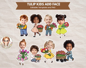 Tulip Kids Add Face Art Spring Craft Bulletin Board Decor Tulip Flower Editable Canva Clipart Flower Theme Kids Party Photo Add Face Ideas