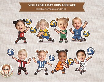 Volleyball Kids Add Face Volleyball Birthday Body Cutout Sports School Bulletin Board Decor Kids Volleyball Gifts Unique Cupcake Topper Idea