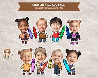 Crayon Kids Add Face Printable Teacher's Appreciation Keepsake Back To School Body Cutout Template Teacher's Day Craft Bulletin Board Decors