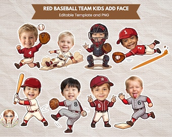 Baseball Kids Add Face Baseball Team Gift School Bulletin Board Decor Baseball Template Unique Cupcake Topper Baseball Birthday Keepsakes