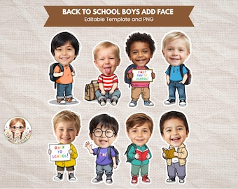 Back to School Kids Add Face First Day of School Template Classroom Clipart Back To School Keepsake Printable Craft DIY Bulletin Board Decor