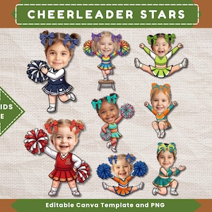 Cheerleader Kids Add Face Cheer leader Themed Birthday Body Cutout Cheerleader Birthday Decor Custom Cheerleader Kids Unique Cupcake Topper