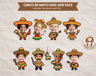 Cinco De Mayo Kids Add Face Custom Cupcake Toppers Mexican Party Personalized Add Your Own Face Taco Fiesta Party Favor Sombrero Theme Ideas