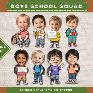 Back to School Kids Add Face First Day of School Template Classroom Clipart Back To School Keepsake Printable Craft DIY Bulletin Board Decor