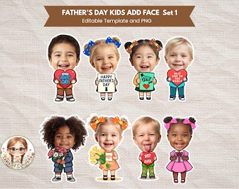 Father's Day Kids Add Face Activity Dad Gift Craft Happy Father's Day Keepsake Ideas Dad Custom Photo Printable Craft & Bulletin Board Decor
