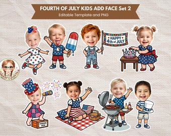 4th of July Kids Add Face Independence Day PNG Fourth of July Kids Add Your Own Face 4th of July Body Cutout Patriotic Day Keepsake Kids Art
