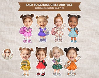School Kids Add Face First Day of School Template Classroom Clipart Back To School Keepsake Printable Kids Craft DIY Bulletin Board Decors