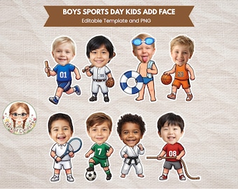 Sports Day Kids Add Face Sports Themed Birthday Party Decor School Sports Day PNG School Bulletin Board Ideas Sports Unique Cupcake Toppers