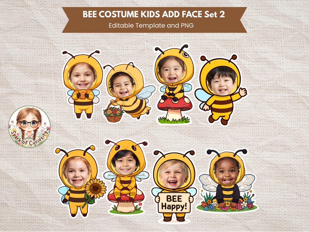 Bee Kids Add Face Preschool Spring Craft Face Banner Bee Add Your Photo ...