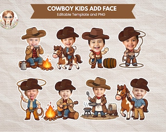 Cowboy Kids Add Face Rodeo Add Your Own Photo Cowboy Face Cutout Topper Cowboy PNG Party Decoration Cowboy Craft School Bulletin Board Ideas